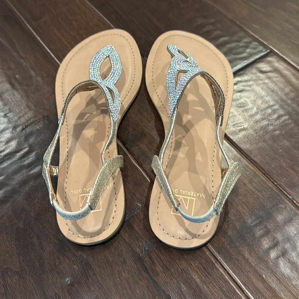 Material Girl Gold Rhinestone Sandals - Picture 2 of 2
